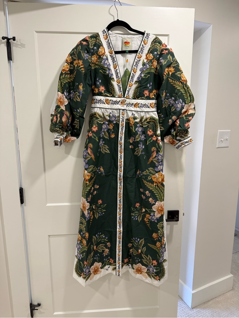 Green Nature V Neck Buttoned Maxi Dress